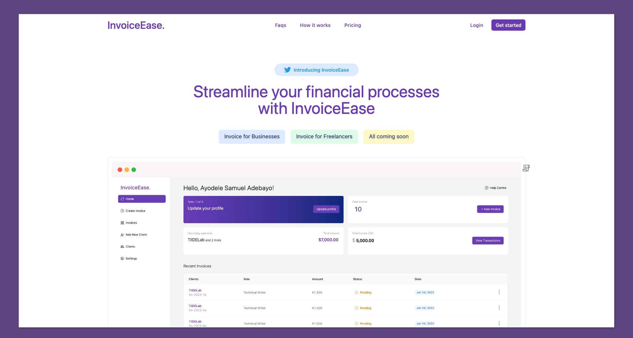 INTRODUCING InvoiceEase: The Simple Solution for Managing Invoices