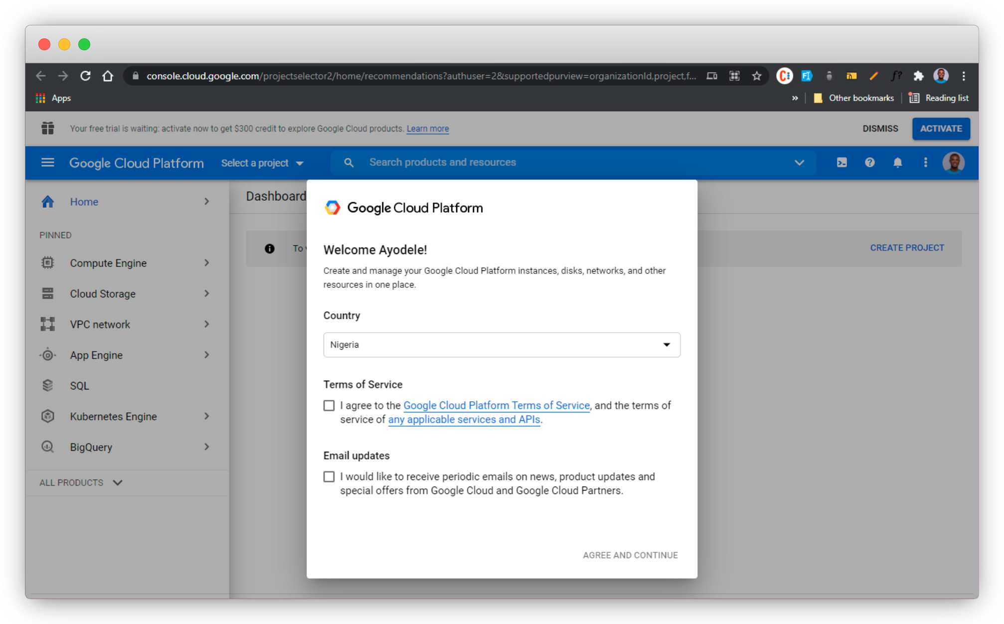 google cloud platform login to dashboard