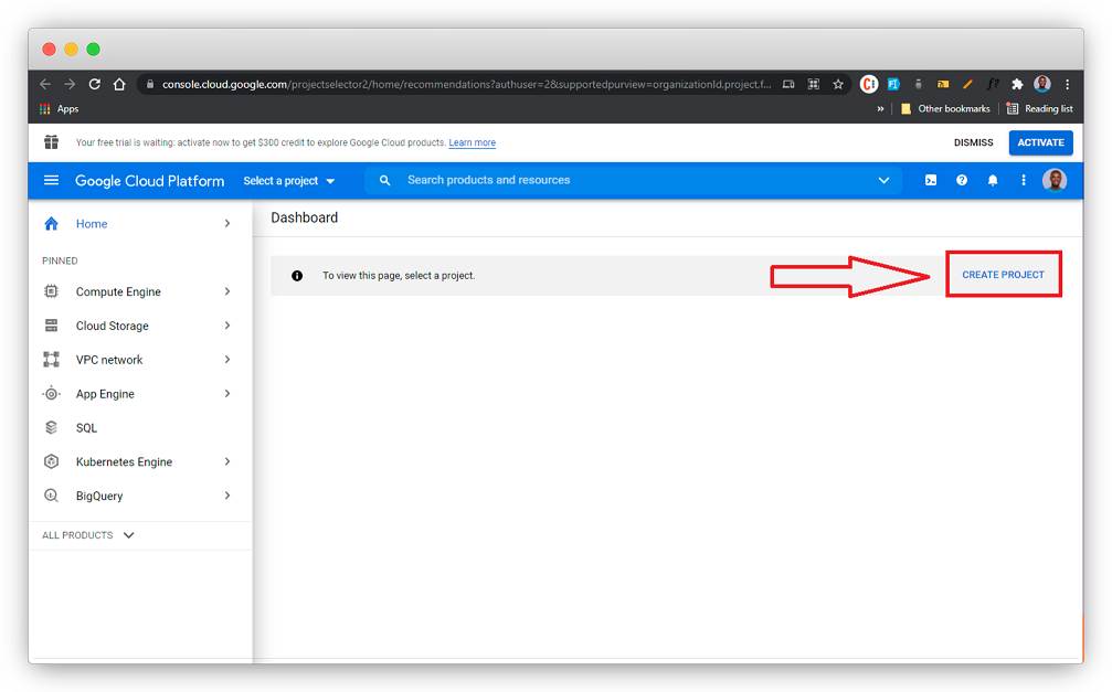CREATE PROJECT link